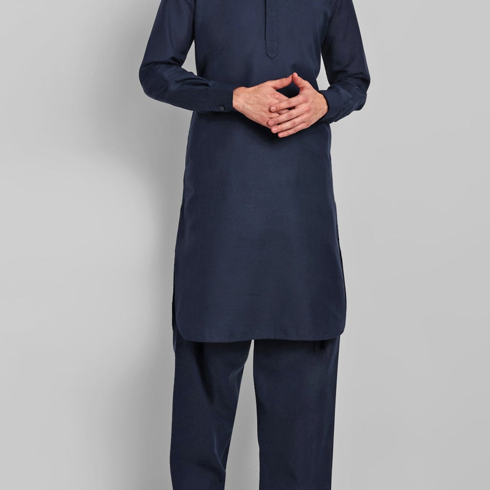 
                  
                    Navy Blue Cotton-Linen Pathani
                  
                