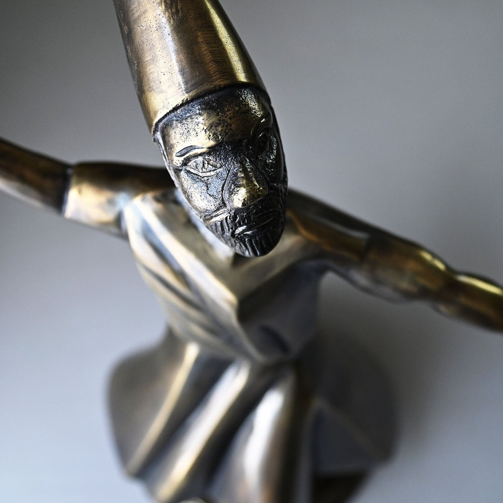 12" Whirling Sufi Dervish Statue - Brass